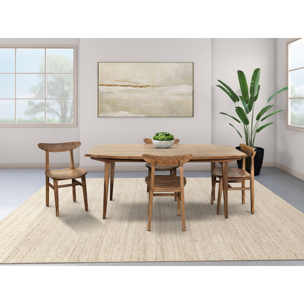 Porter Designs Fusion Solid Sheesham Wood Dining Chair, Natural (Set of 2). Picture 2