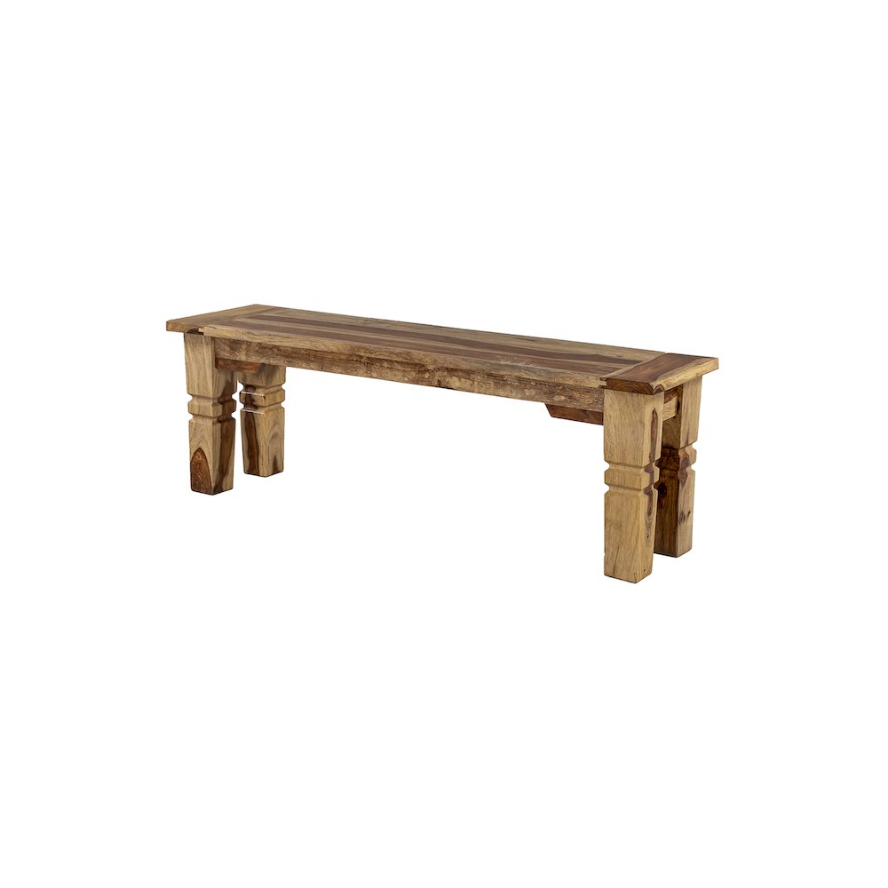 Porter Designs Taos Solid Sheesham Wood Dining Bench, Natural. Picture 4
