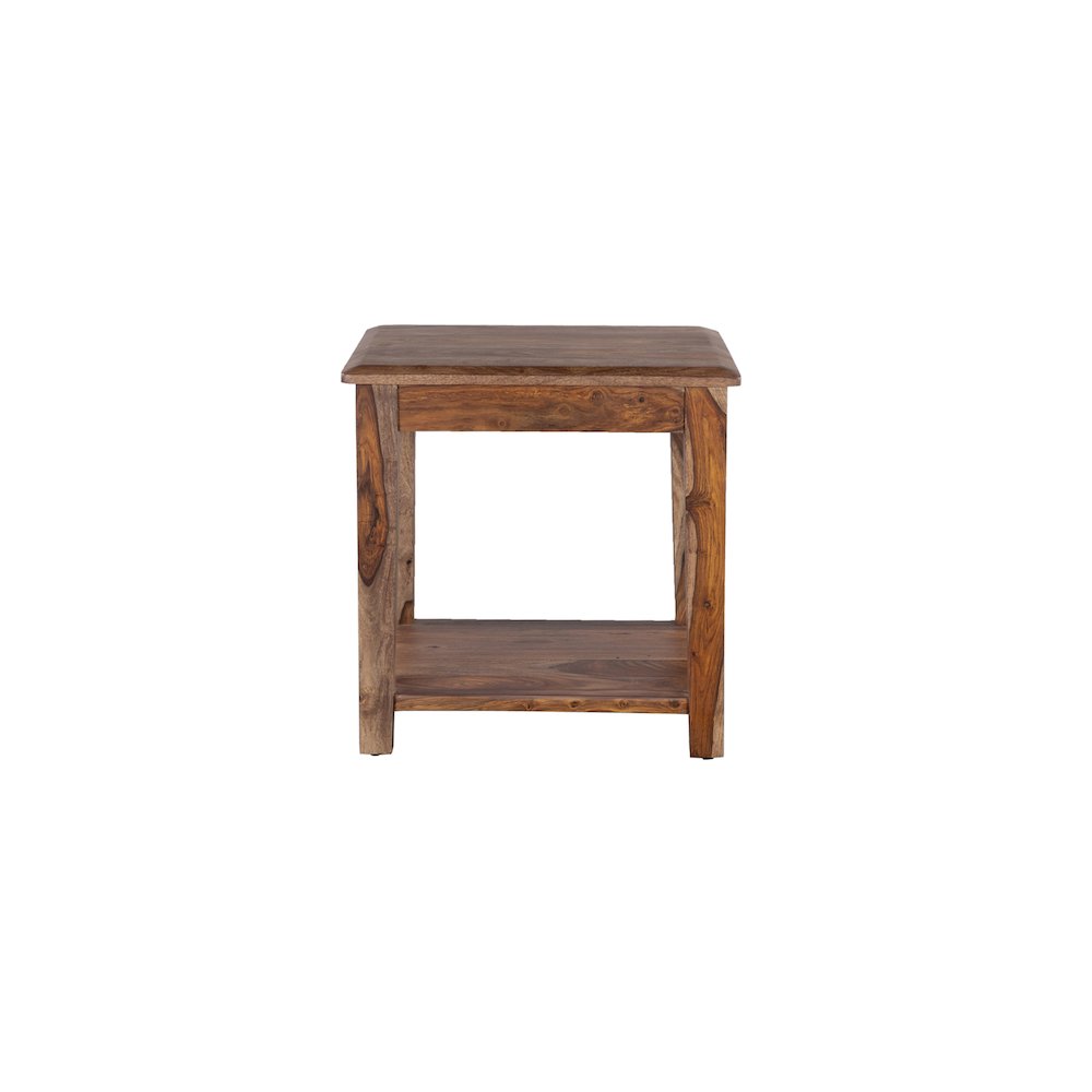 Porter Designs Sonora Solid Sheesham Wood End Table, Brown. Picture 2