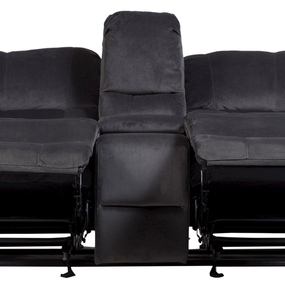 Porter Designs Ramsey Microfiber Reclining Console Loveseat, Gray. Picture 13