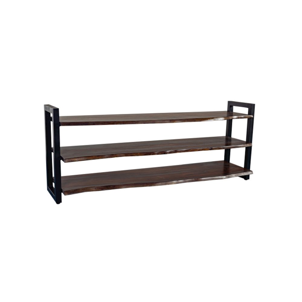 Porter Designs Manzanita Live Edge Solid Sheesham Wood TV Stand, Gray. Picture 1