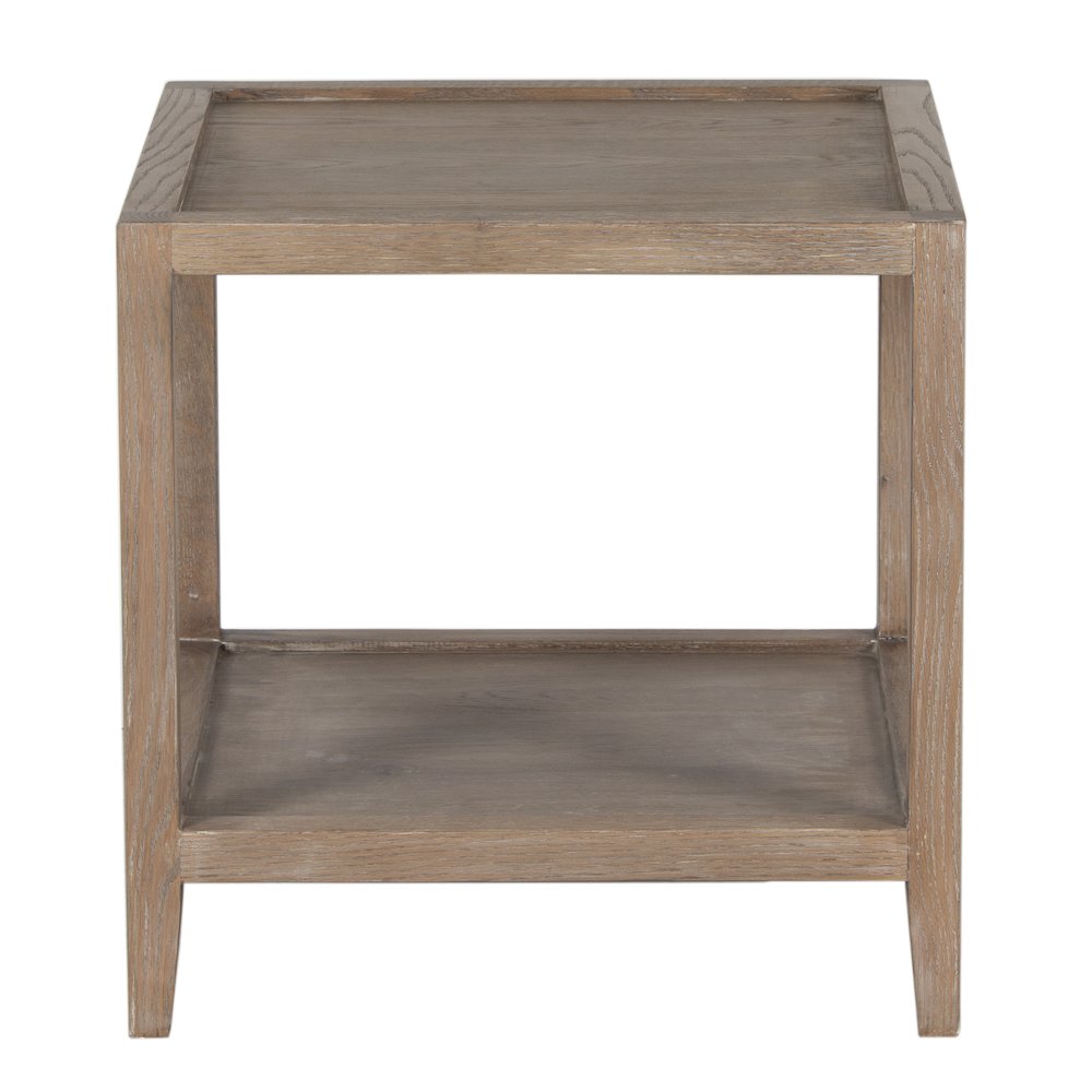 Lowell Solid White Oak Wood End Table, Brown. Picture 2