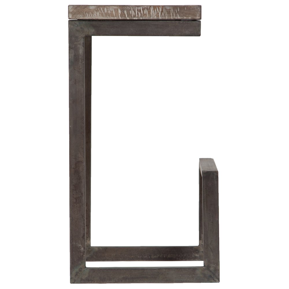 Porter Designs Cube Solid Mango Wood & Metal Bar Stool, Gray (Set of 2). Picture 3