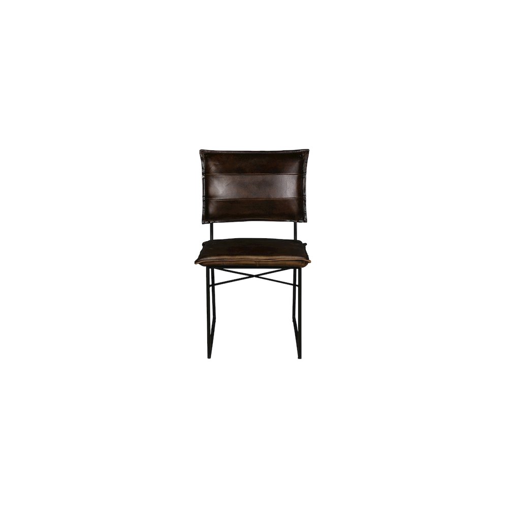 Porter Designs Malin Top Quality Leather Dining Chair, Dark Brown (Set of 2). Picture 2