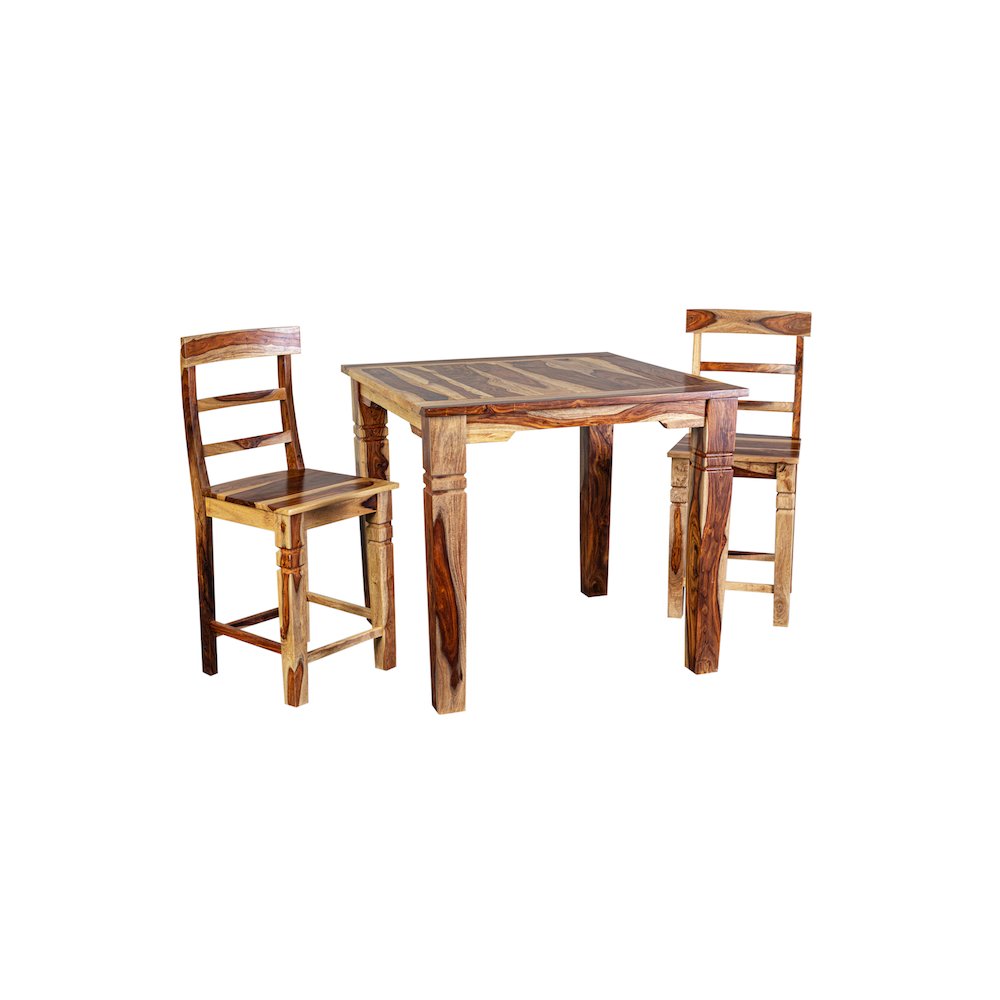 Porter Designs Taos Solid Sheesham Wood 54" Square Counter Table, Natural. Picture 7