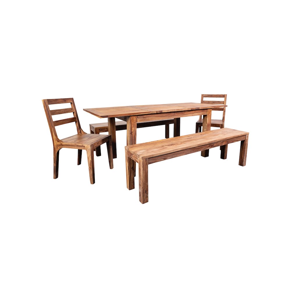 Porter Designs Urban Solid Sheesham Wood Dining Bench, Natural. Picture 4