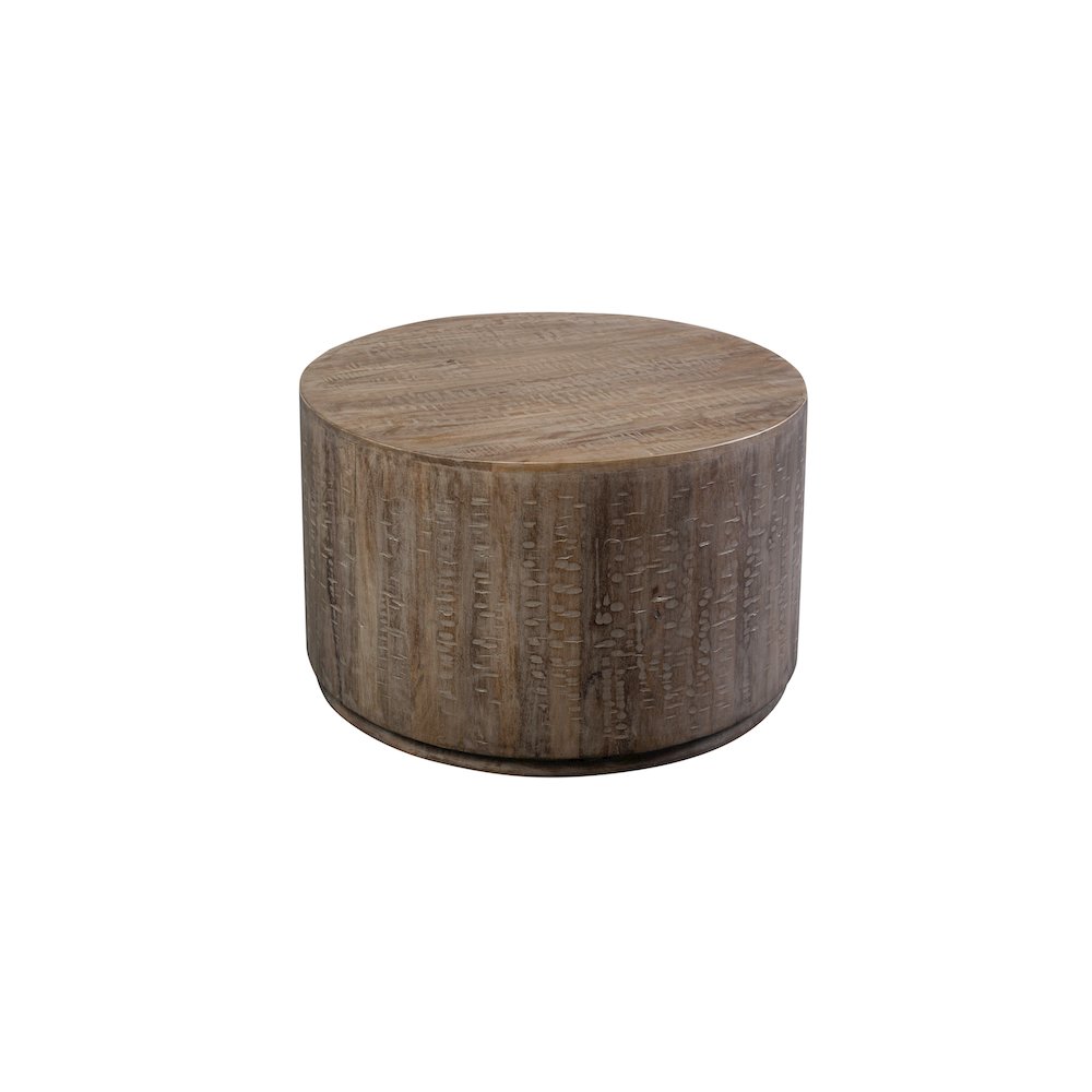 Porter Designs Drum Gray Wash Mango Wood Coffee Table, Gray. Picture 3