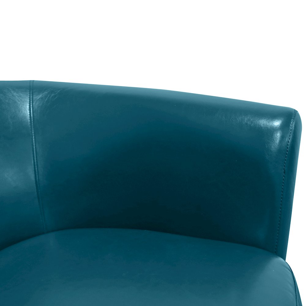 Porter Designs Marvel Contemporary Leather-Look Swivel Accent Chair, Blue. Picture 6