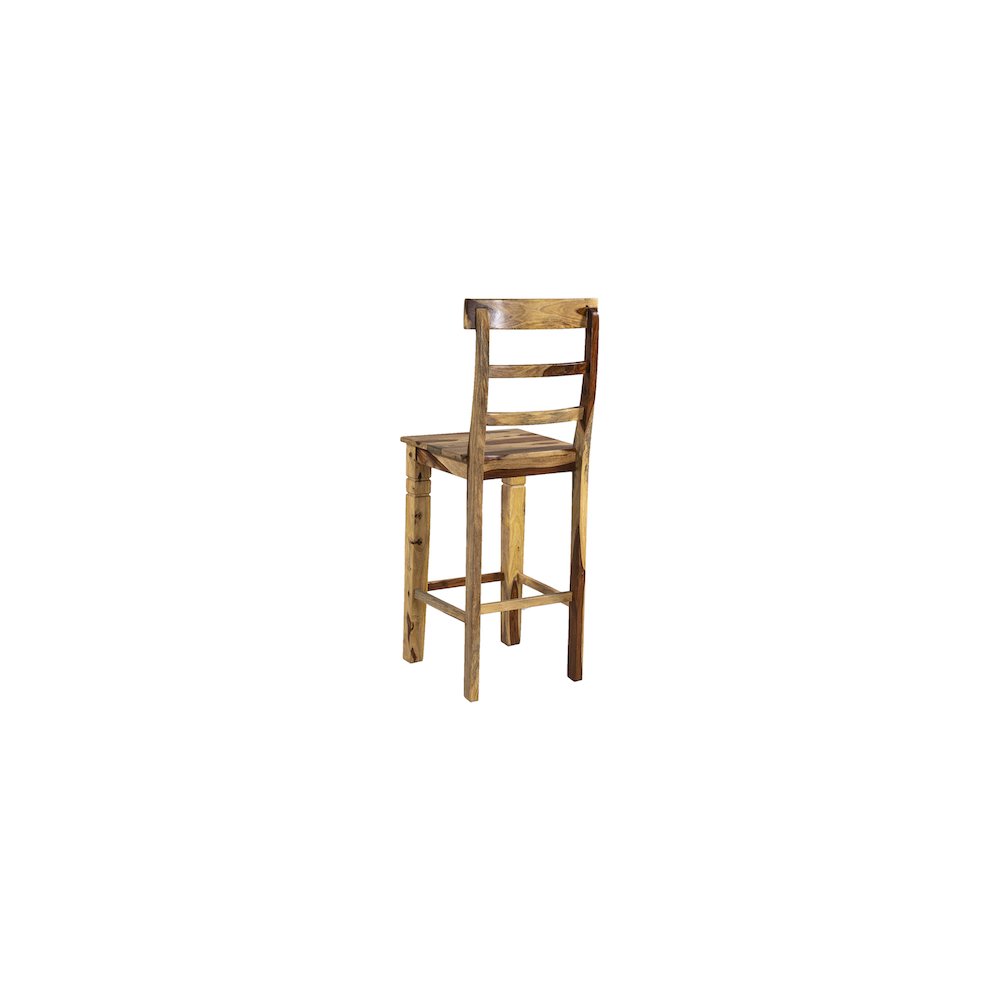 Taos Solid Sheesham Wood Ladderback 30" Bar Height Bar Stool, Natural (Set of 2). Picture 3