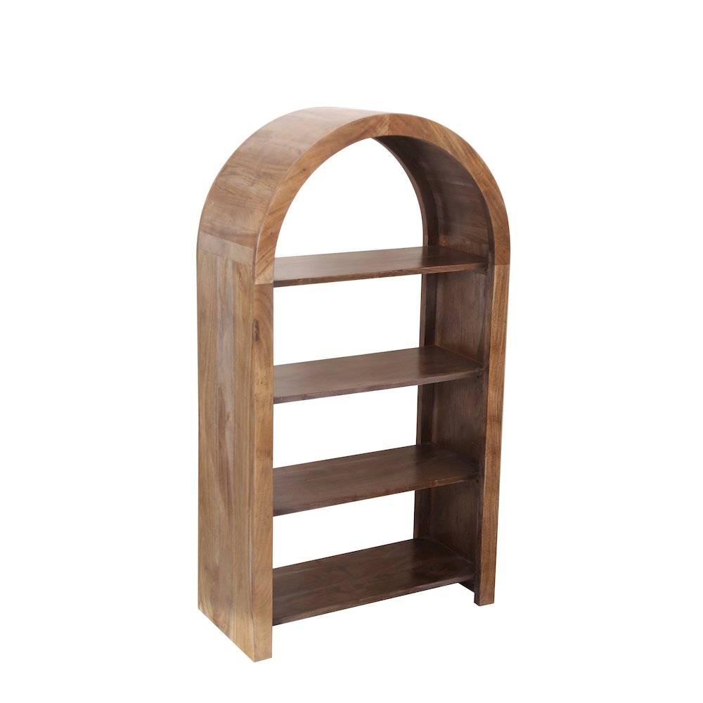 Ellipse Solid Acacia Wood Bookcase, Brown. Picture 4