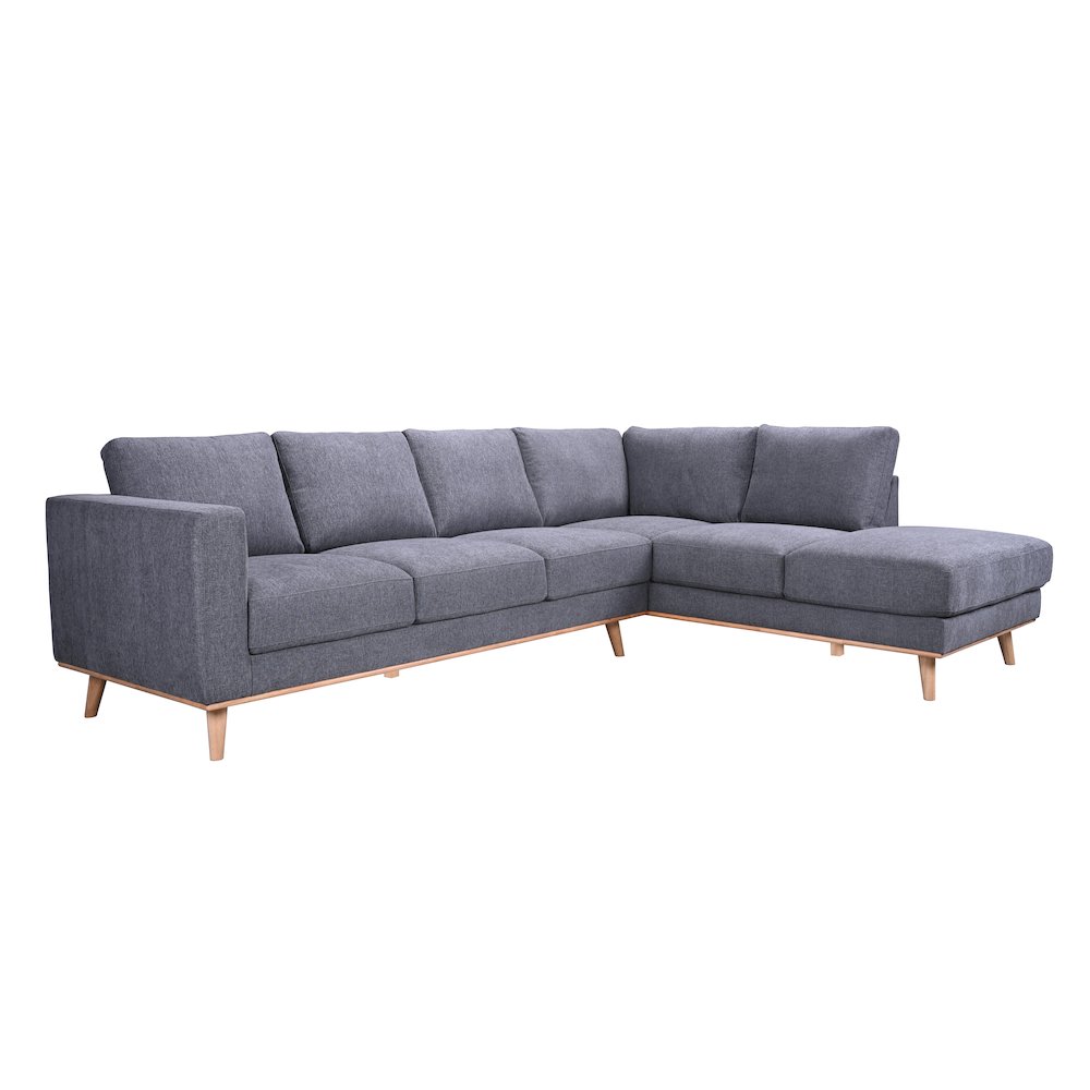Albina Midcentury Modern Upholstered Sectional, Gray. Picture 1