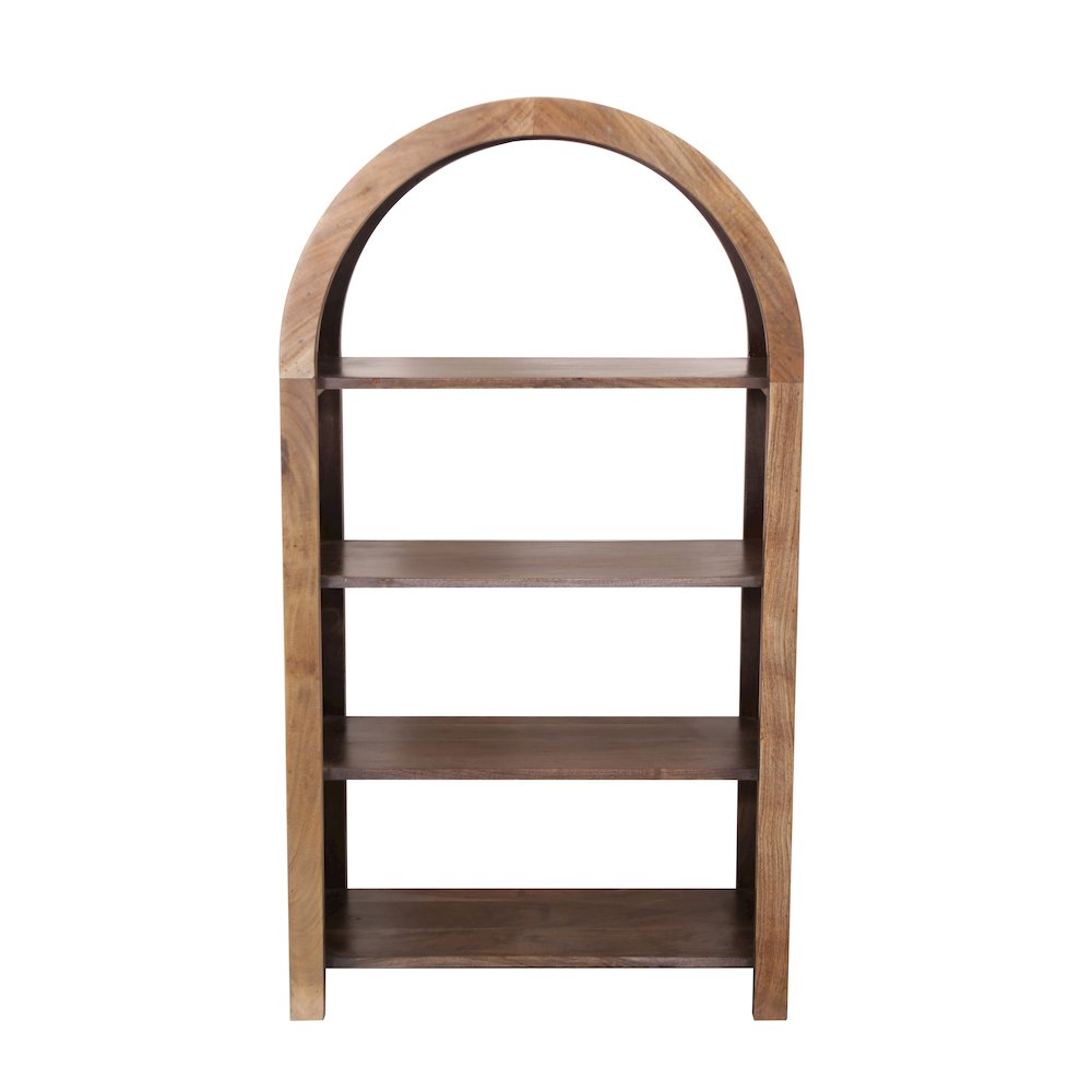 Ellipse Solid Acacia Wood Bookcase, Brown. Picture 2