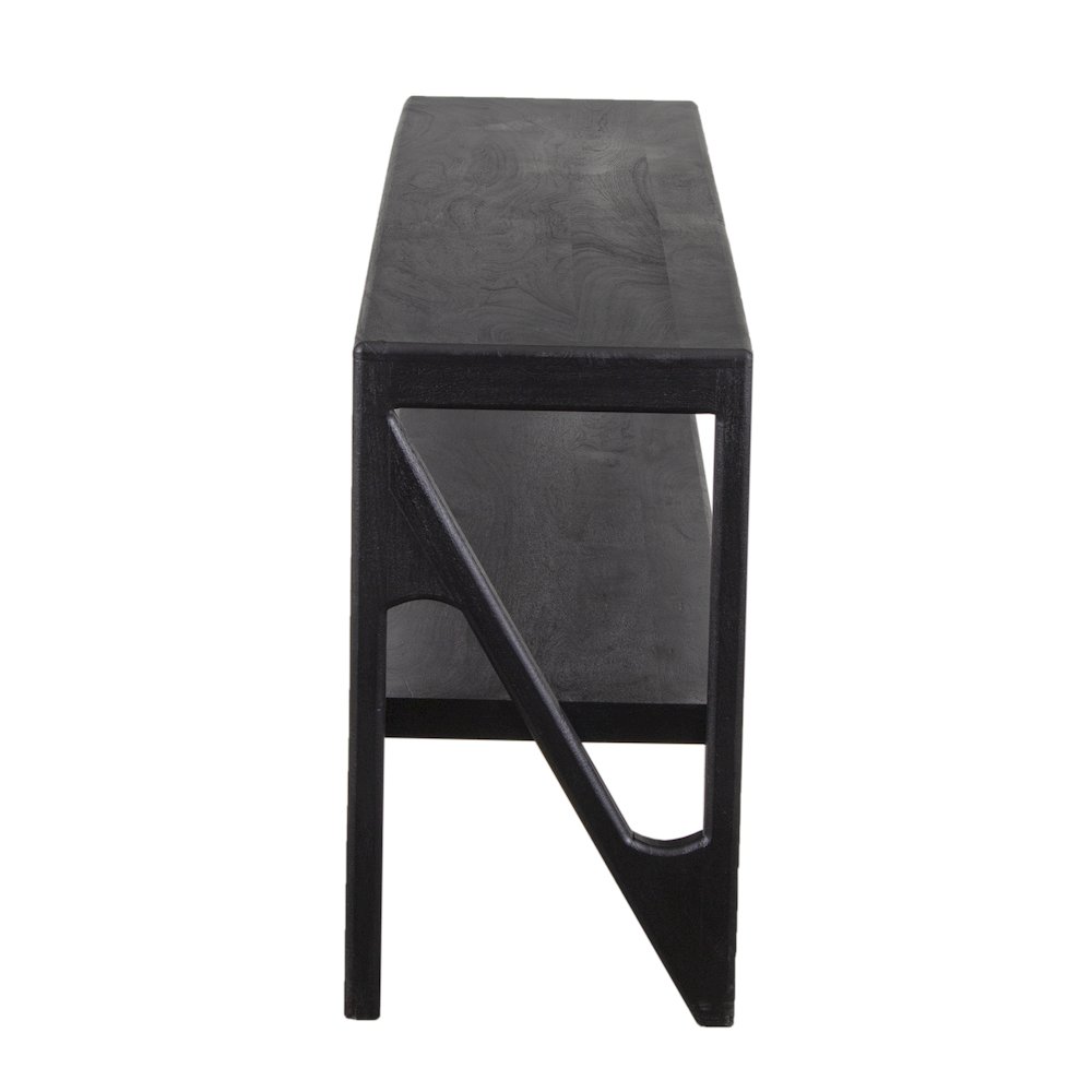 Canberra Solid Mango Wood TV Stand, Black. Picture 3