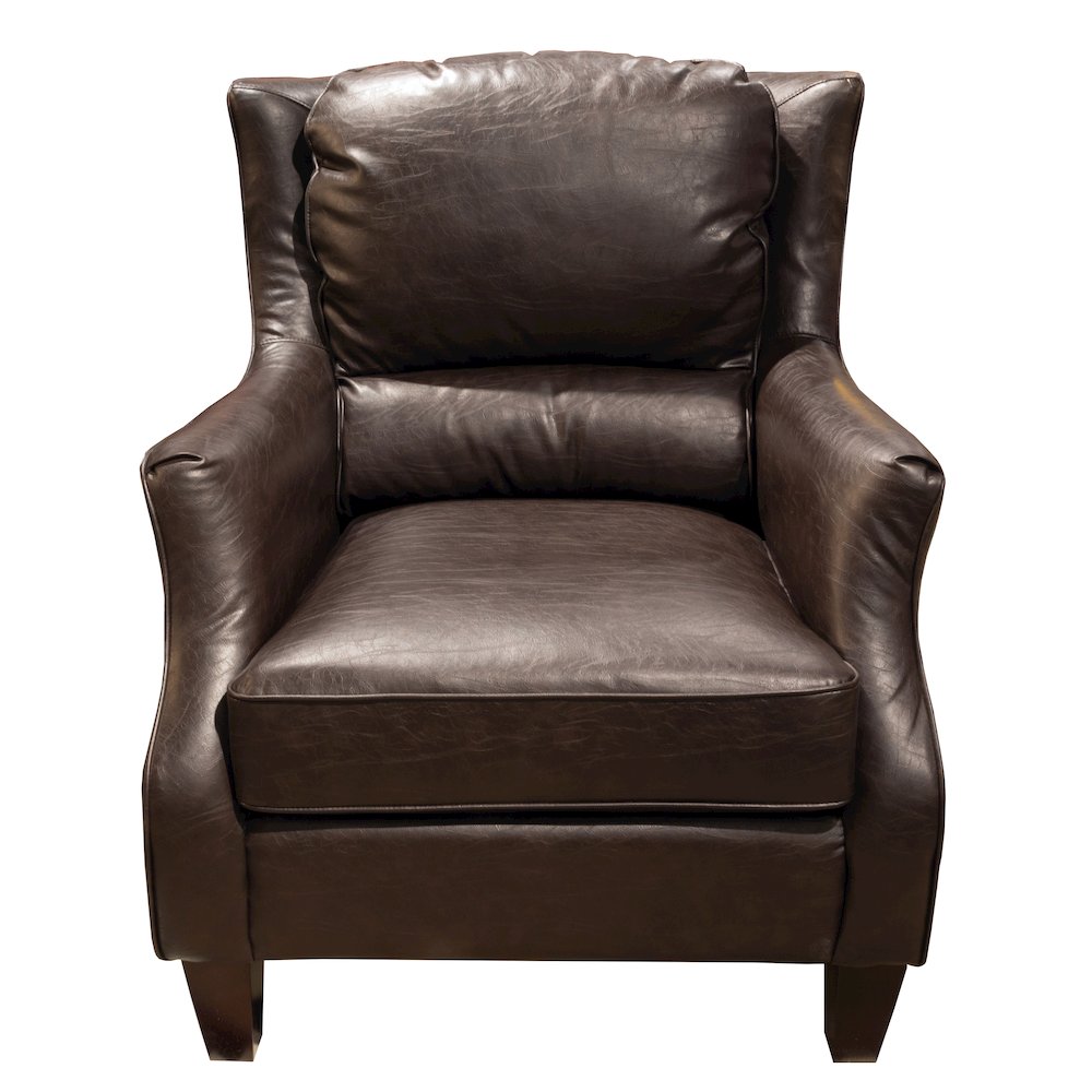 Porter Designs Garnett Crackle Leather Club Style Accent Chair, Brown. Picture 3