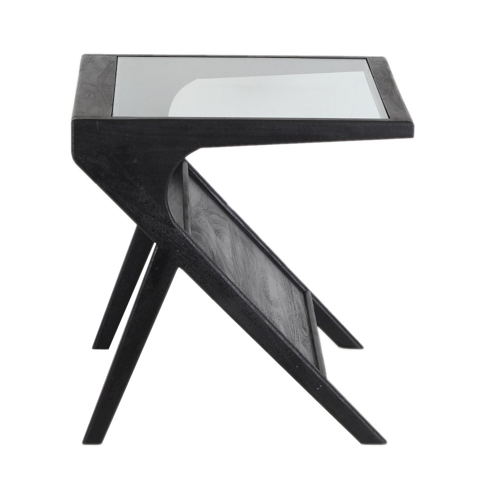 Canberra Solid Mango Wood End Table, Black. Picture 3