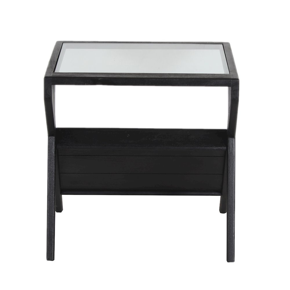 Canberra Solid Mango Wood End Table, Black. Picture 4