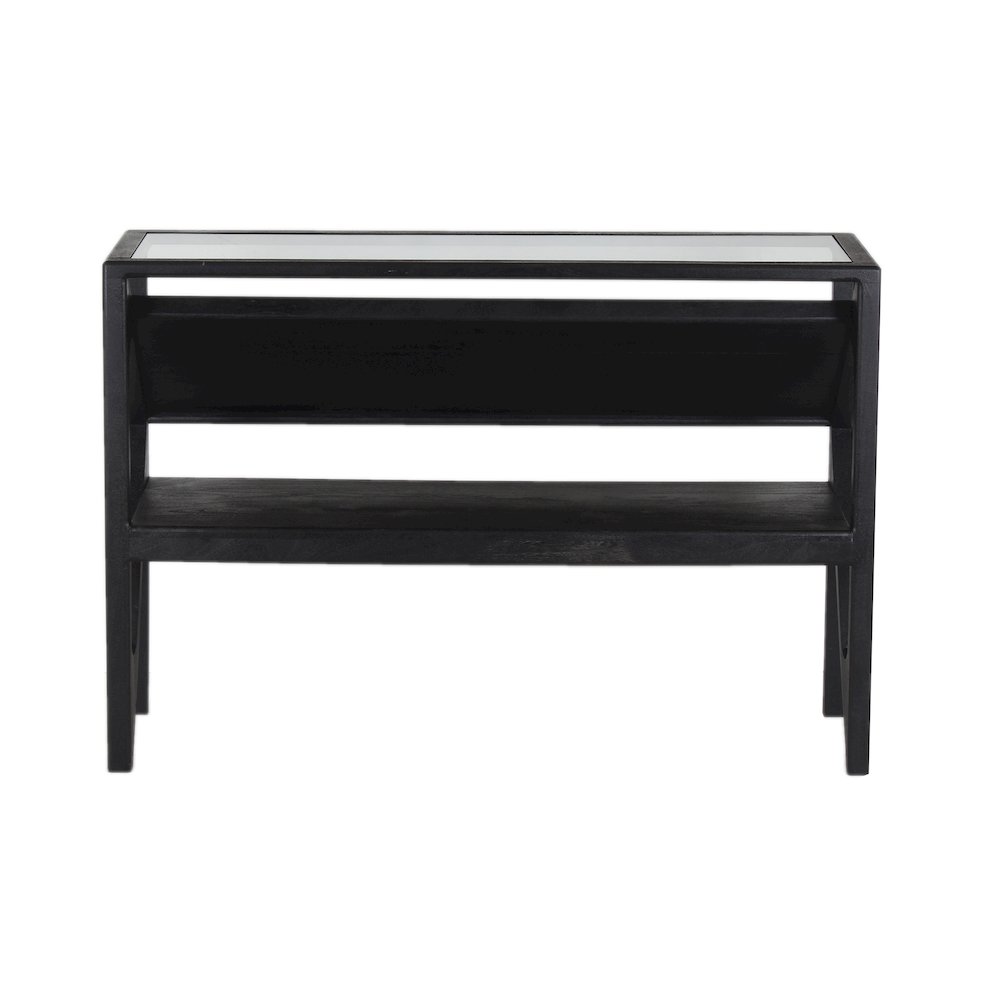 Canberra Solid Mango Wood Console Table, Black. Picture 4