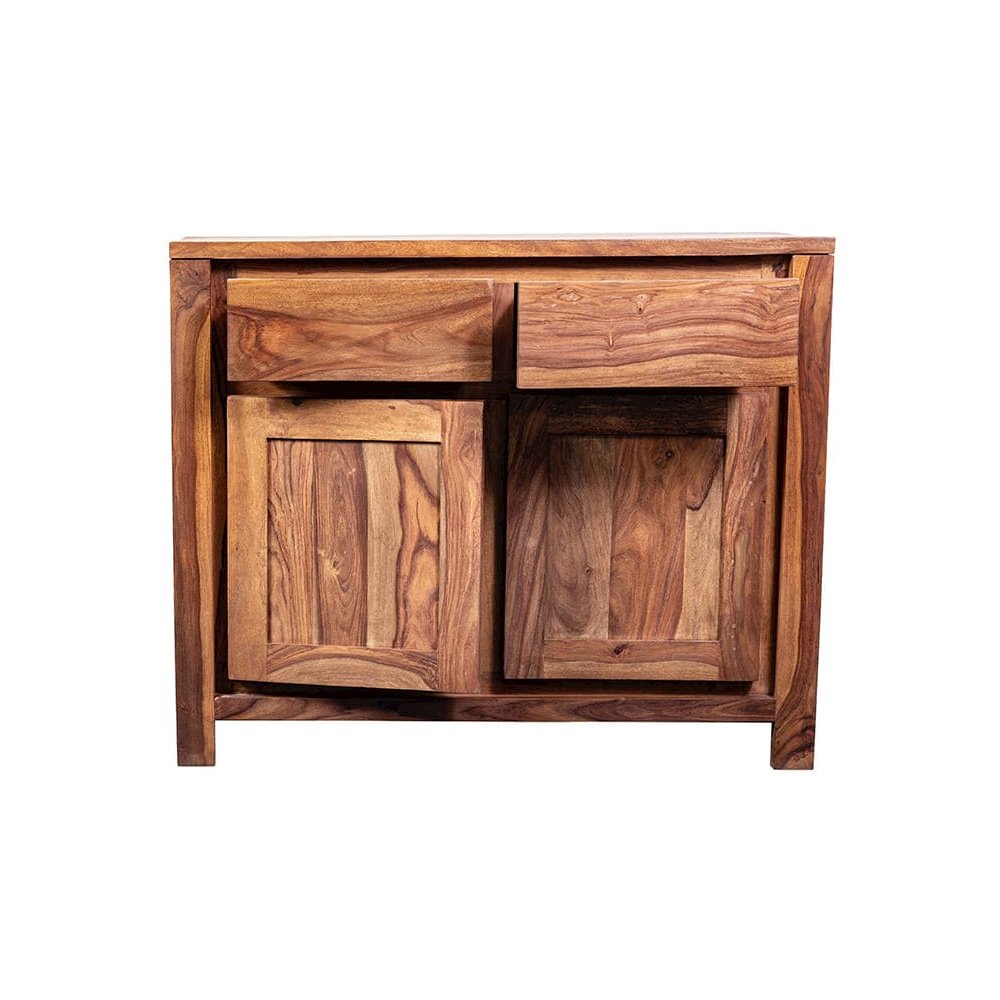 Porter Designs Urban Solid Sheesham Wood 2 Drawer Sideboard, Natural. Picture 7