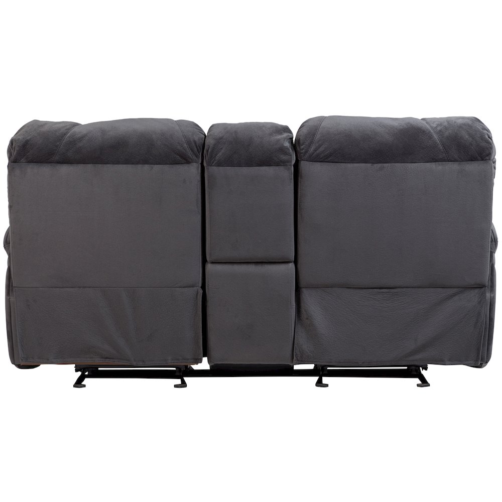 Porter Designs Ramsey Microfiber Reclining Console Loveseat, Gray. Picture 5