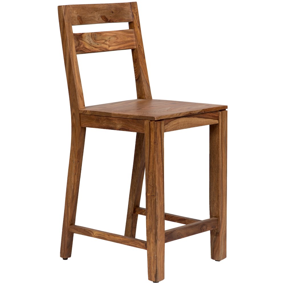 Urban Solid Sheesham Wood 24" Counter Height Dining Chair, Natural (Set of 2). Picture 5