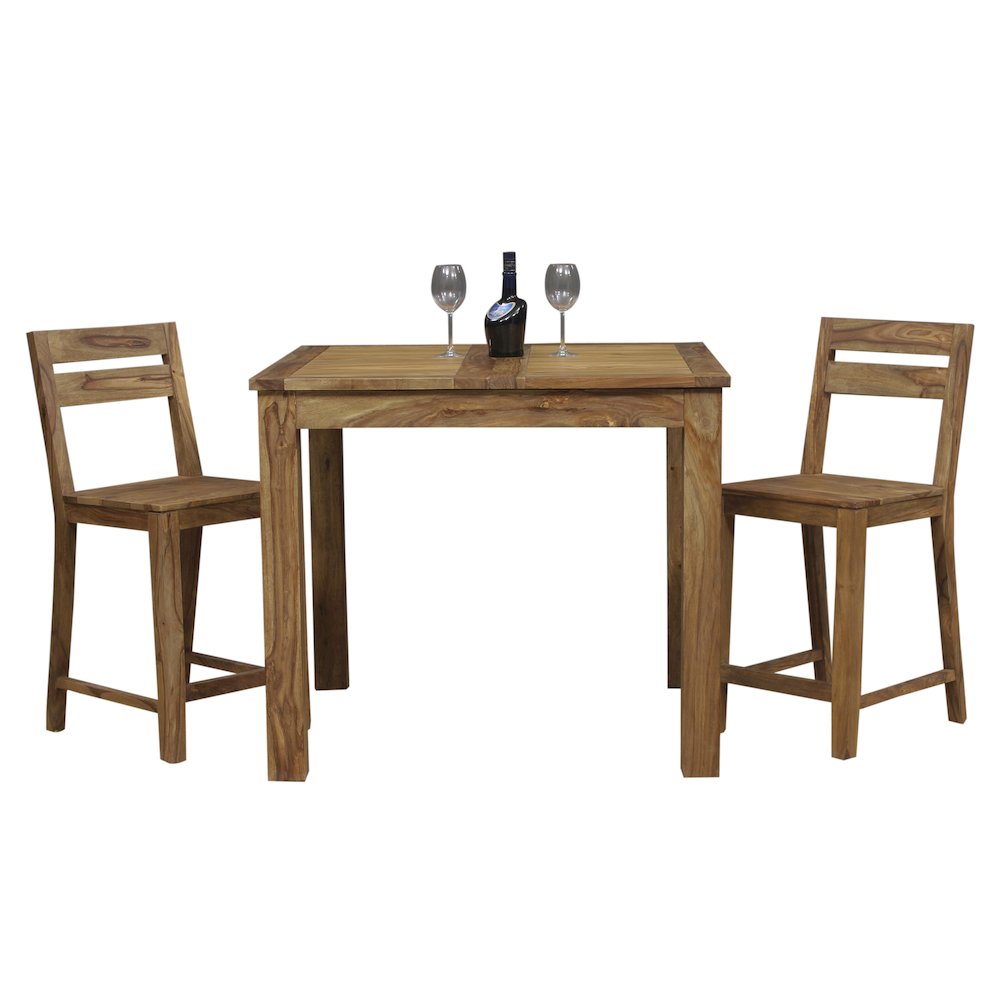 Urban Solid Sheesham Wood 42" - 60" Butterfly Extension Counter Table, Natural. Picture 2