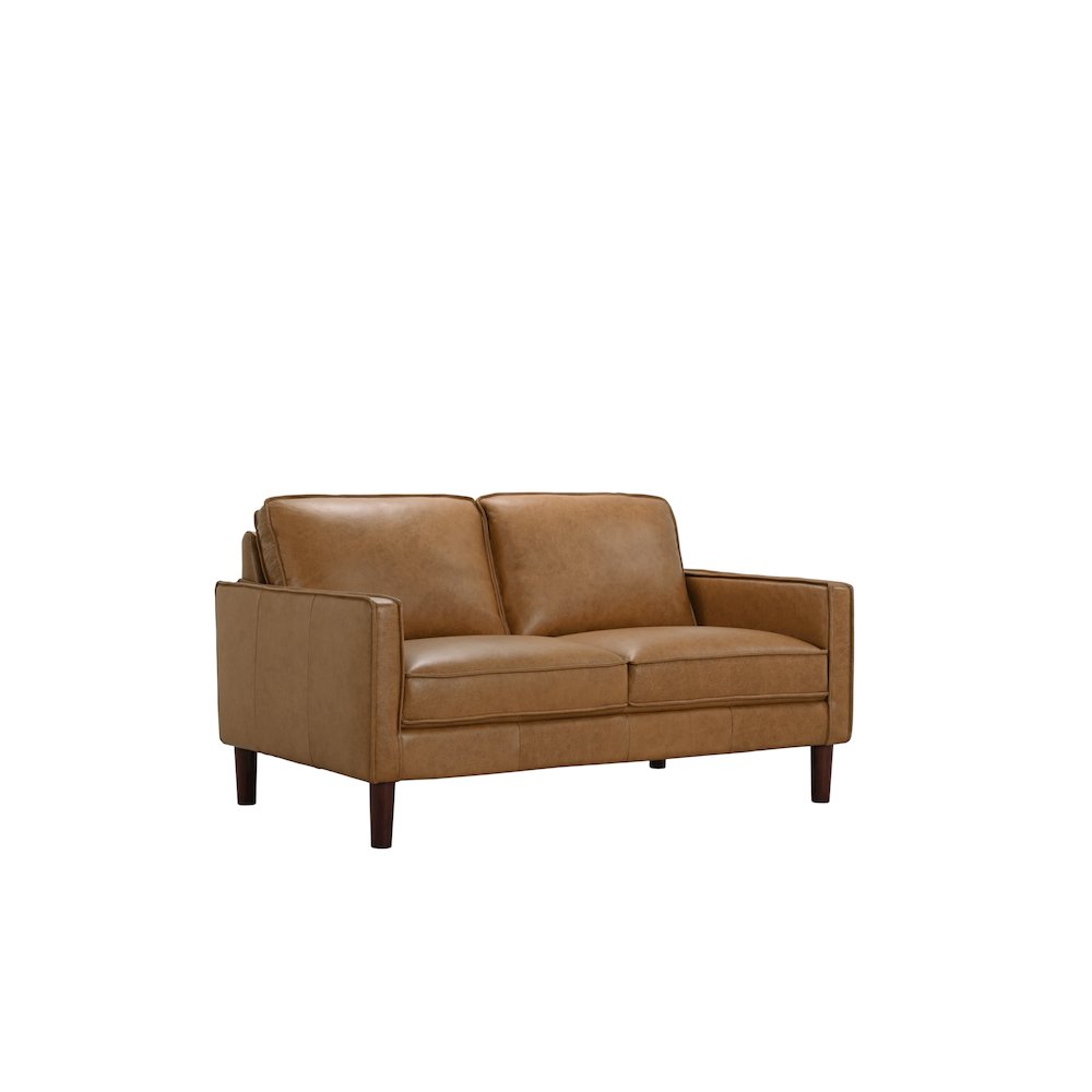 Soria Top-Grain Leather Loveseat, Brown. Picture 1
