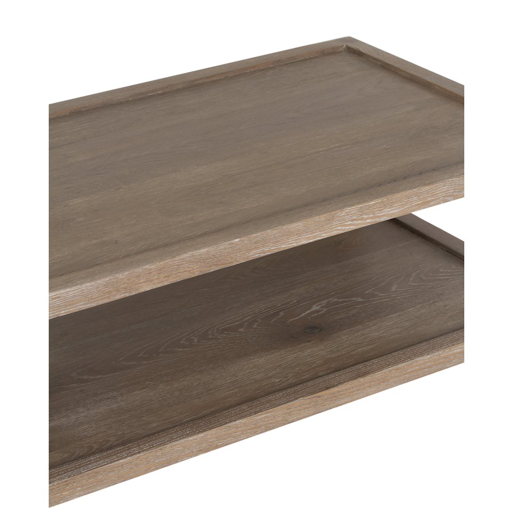 Lowell Solid White Oak Wood Coffee Table, Brown. Picture 5