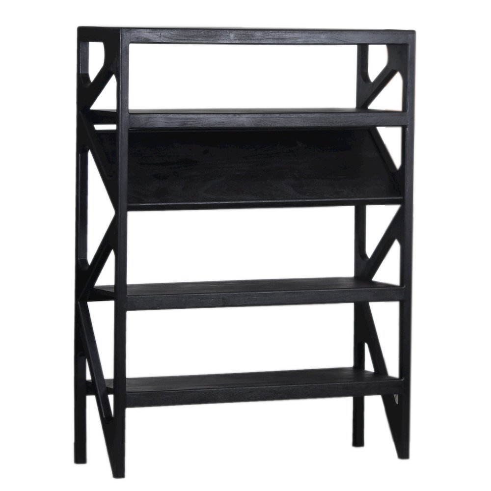 Porter Designs Canberra Solid Wood Bookcase, Black. Picture 1