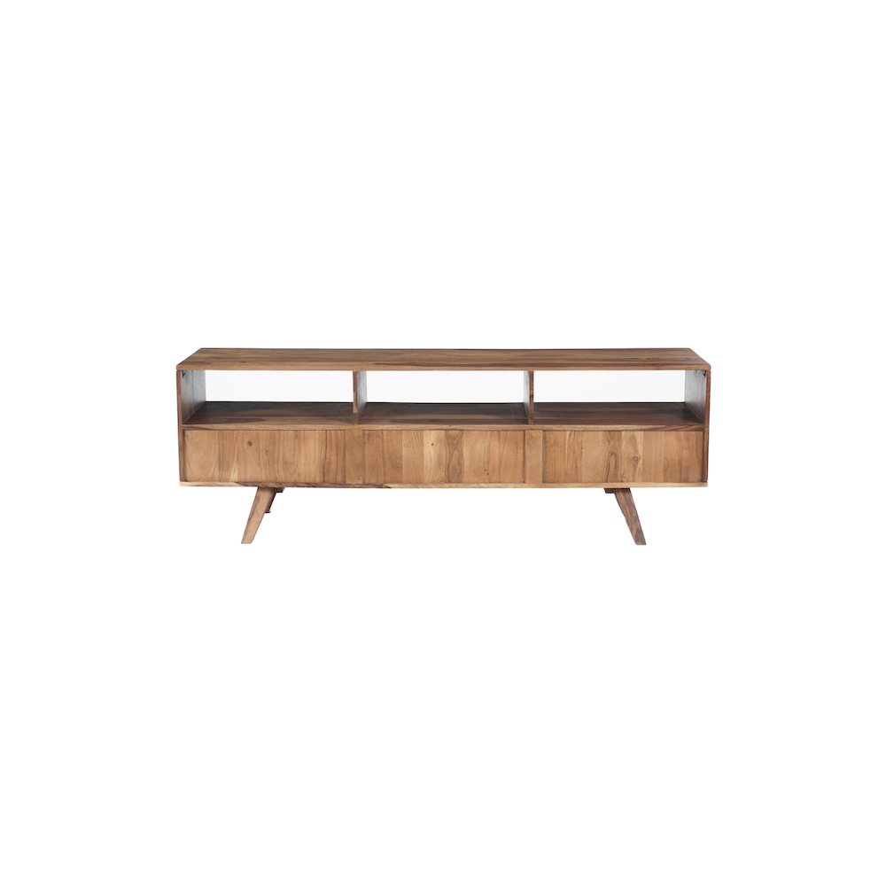 Porter Designs Fusion Solid Sheesham Wood TV Stand, Light Brown. Picture 4