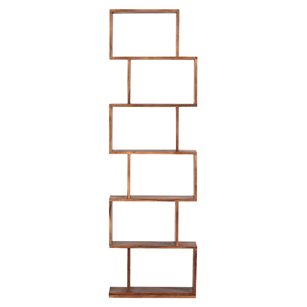 Porter Designs Urban Solid Sheesham Wood 6 Shelf Bookcase, Natural. Picture 5