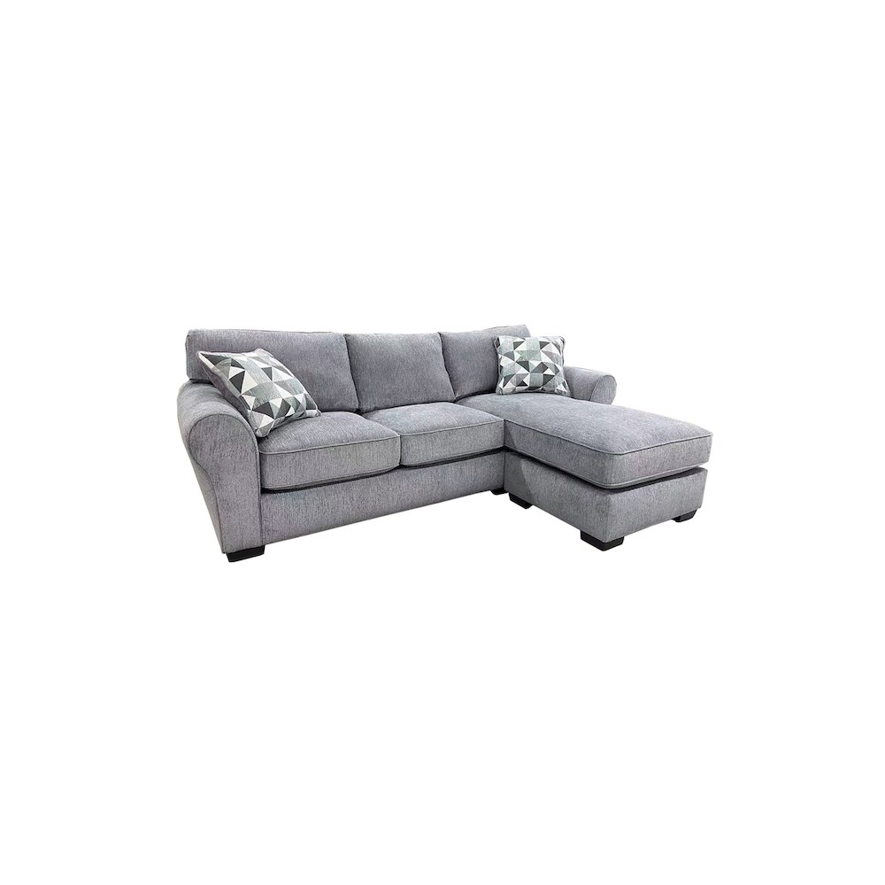 Porter Designs Savannah Soft Chenille Reversible Fabric Sectional, Gray. Picture 1