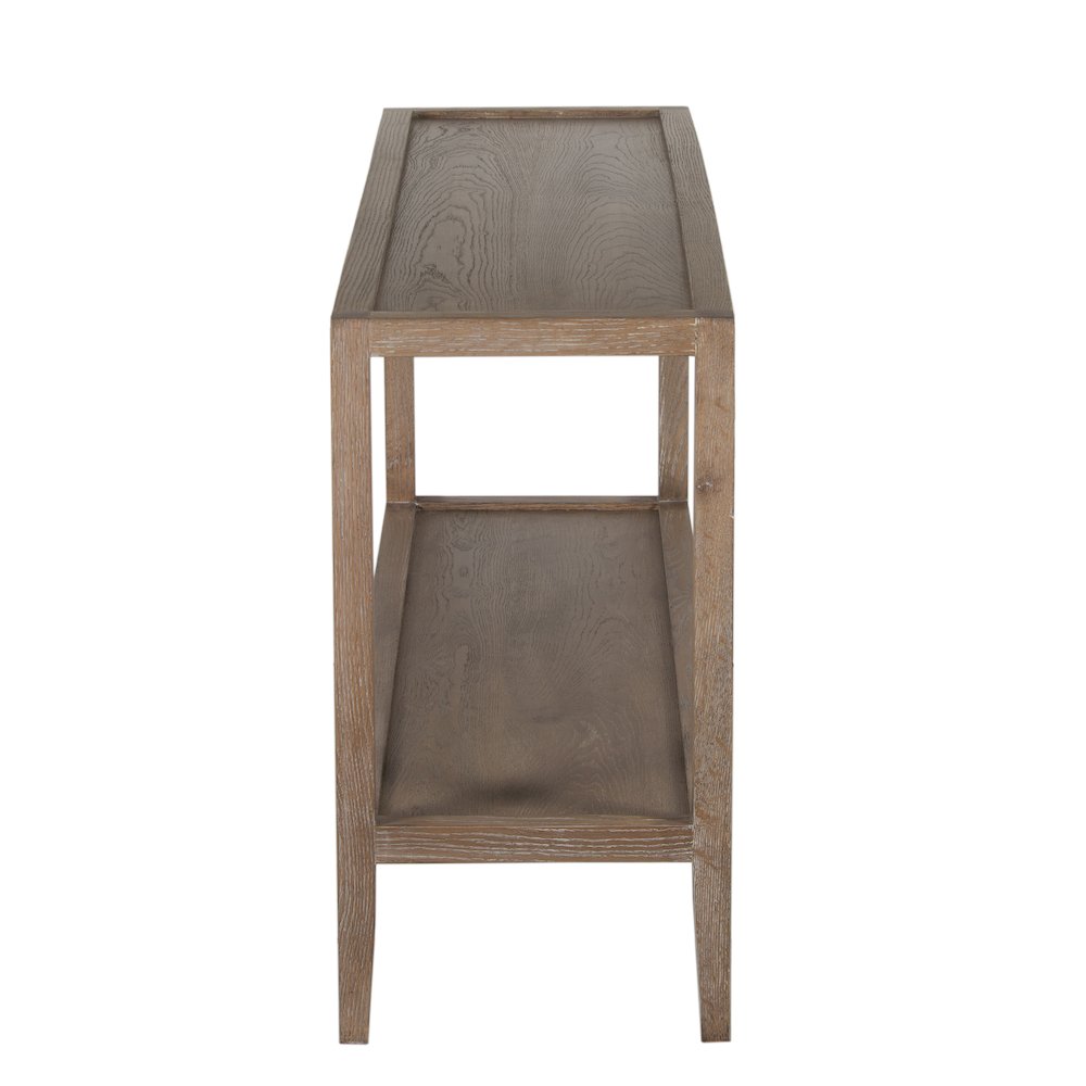 Lowell Solid White Oak Wood Console Table, Brown. Picture 3