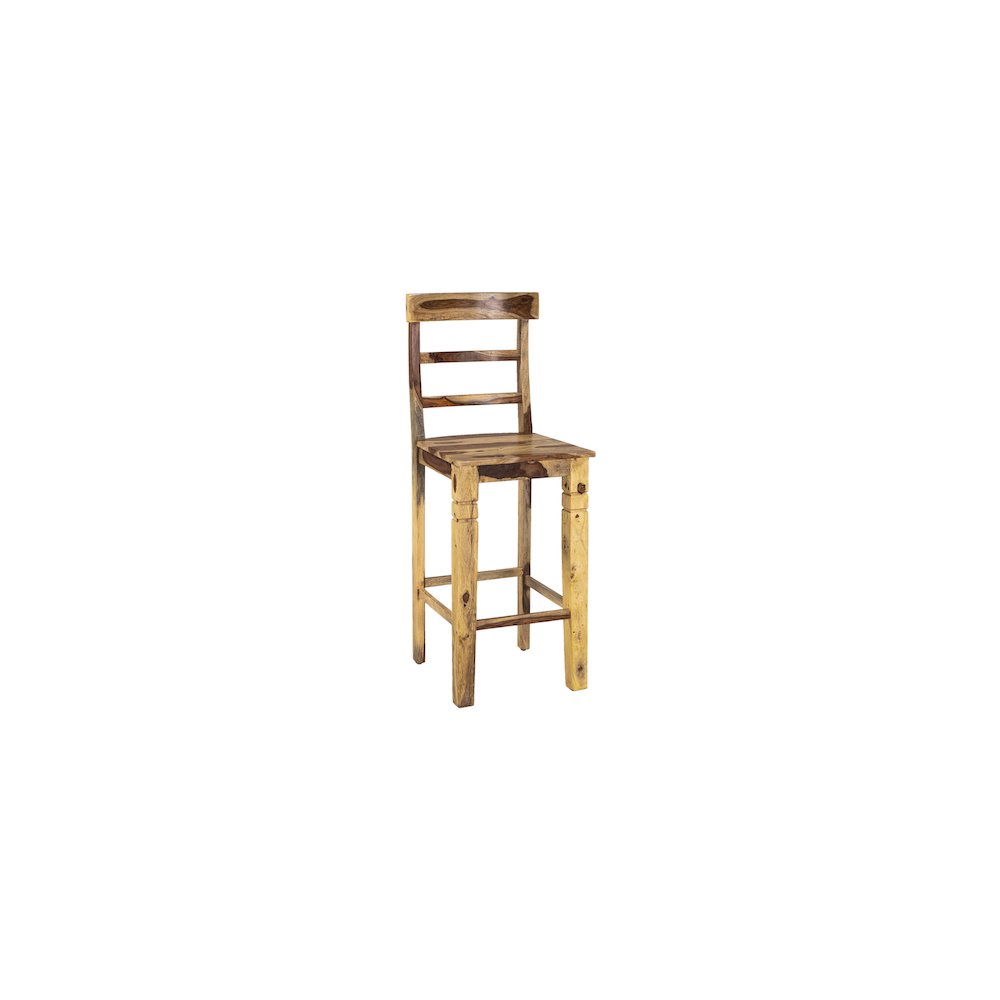Taos Solid Sheesham Wood Ladderback 30" Bar Height Bar Stool, Natural (Set of 2). Picture 1
