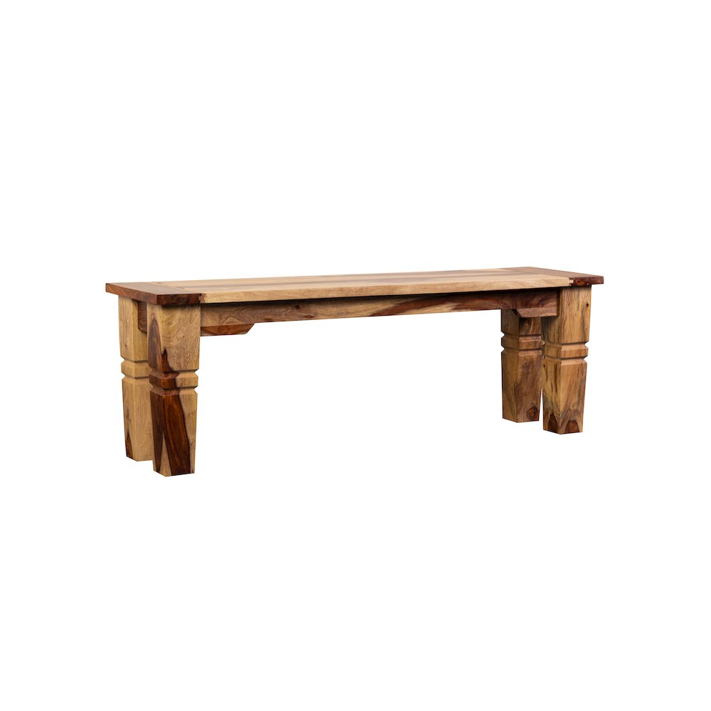 Porter Designs Taos Solid Sheesham Wood Dining Bench, Natural. Picture 7