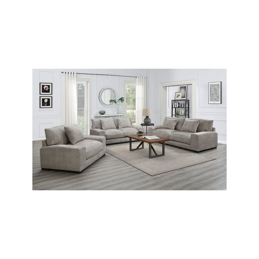 Porter Designs Big Chill Soft Microfiber Loveseat, Cream. Picture 2