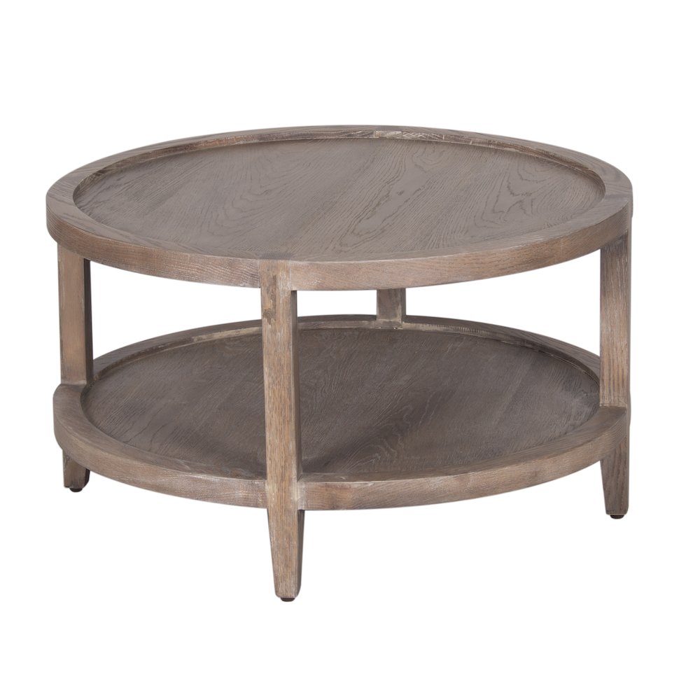 Lowell Solid White Oak Wood Coffee Table, Brown. Picture 2