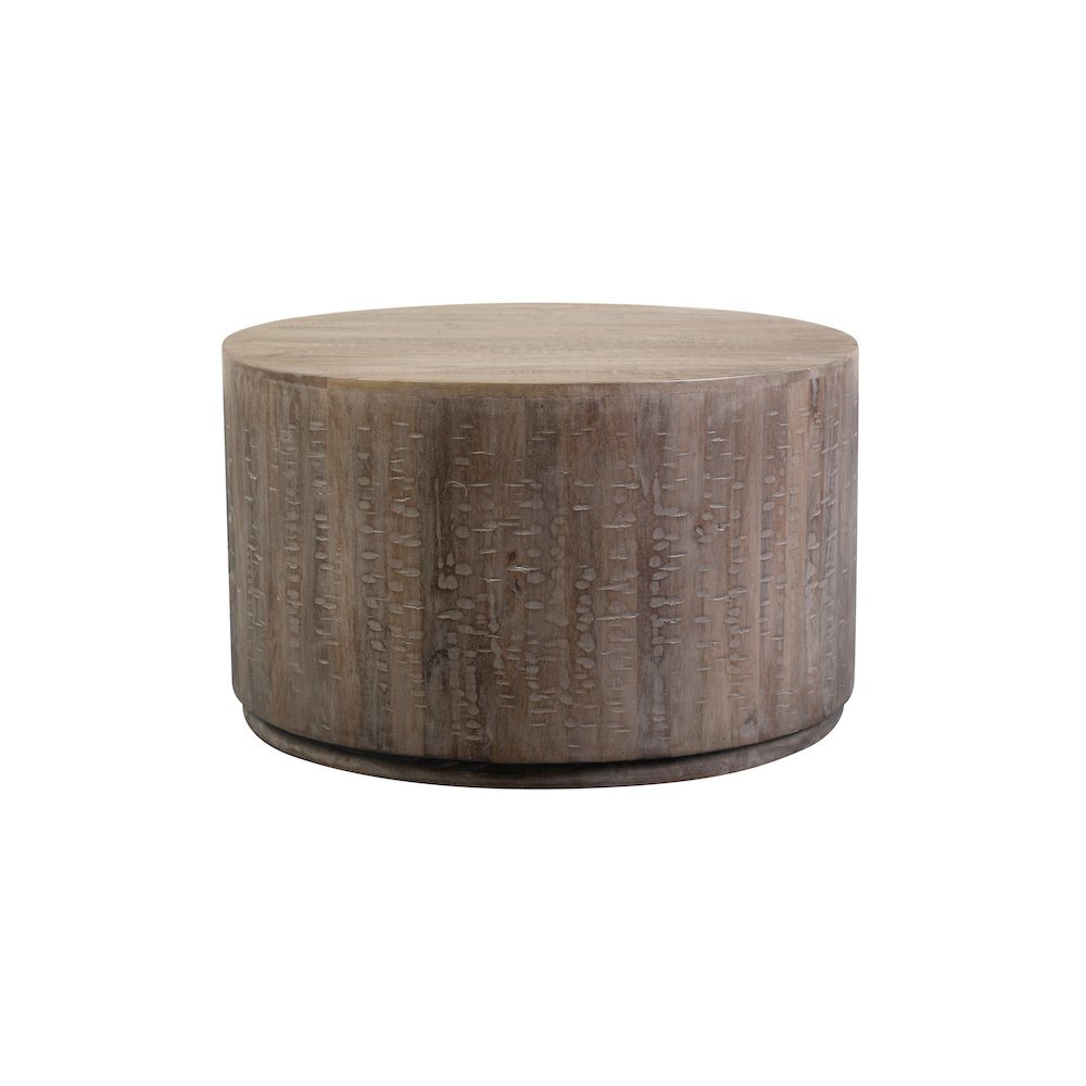 Porter Designs Drum Gray Wash Mango Wood Coffee Table, Gray. Picture 2