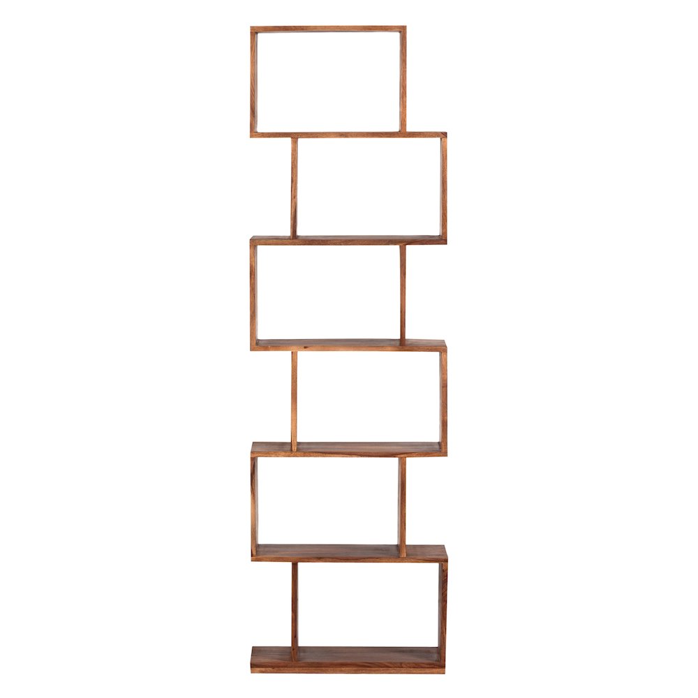 Porter Designs Urban Solid Sheesham Wood 6 Shelf Bookcase, Natural. Picture 2