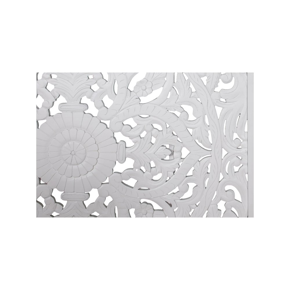 Porter Designs Bali Solid Hand Carved Wood Queen Bed, White. Picture 10