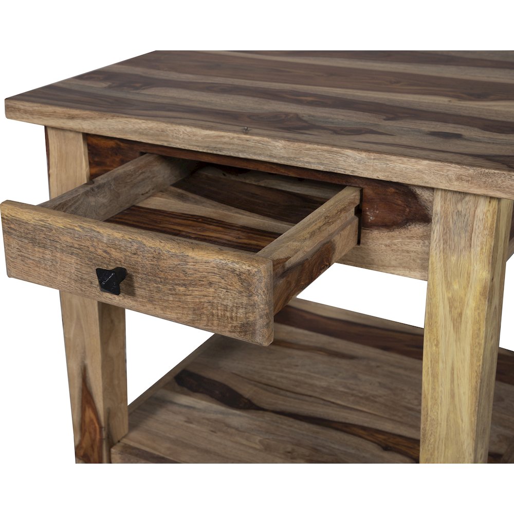 Porter Designs Taos Solid Sheesham Wood End Table, Natural. Picture 9