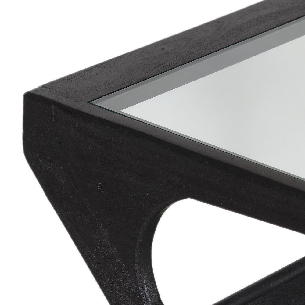 Canberra Solid Mango Wood End Table, Black. Picture 5
