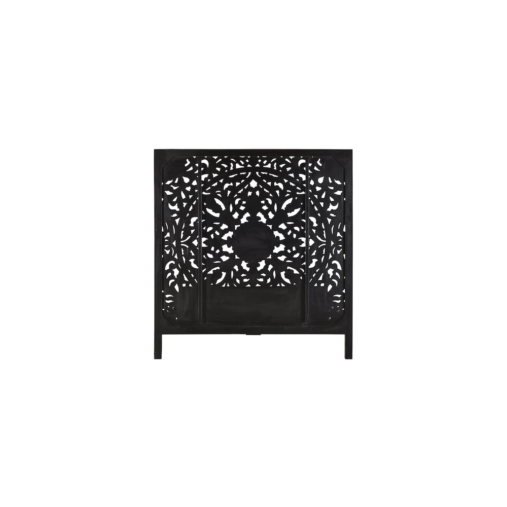 Porter Designs Bali Solid Hand Carved Wood Queen Bed, Black. Picture 4