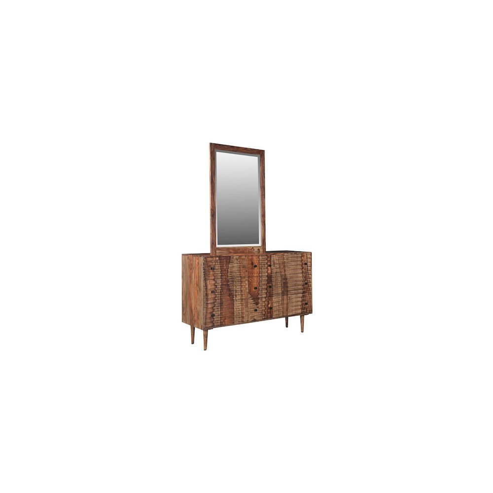 Waves Solid Sheesham Wood Dresser, Brown. Picture 6