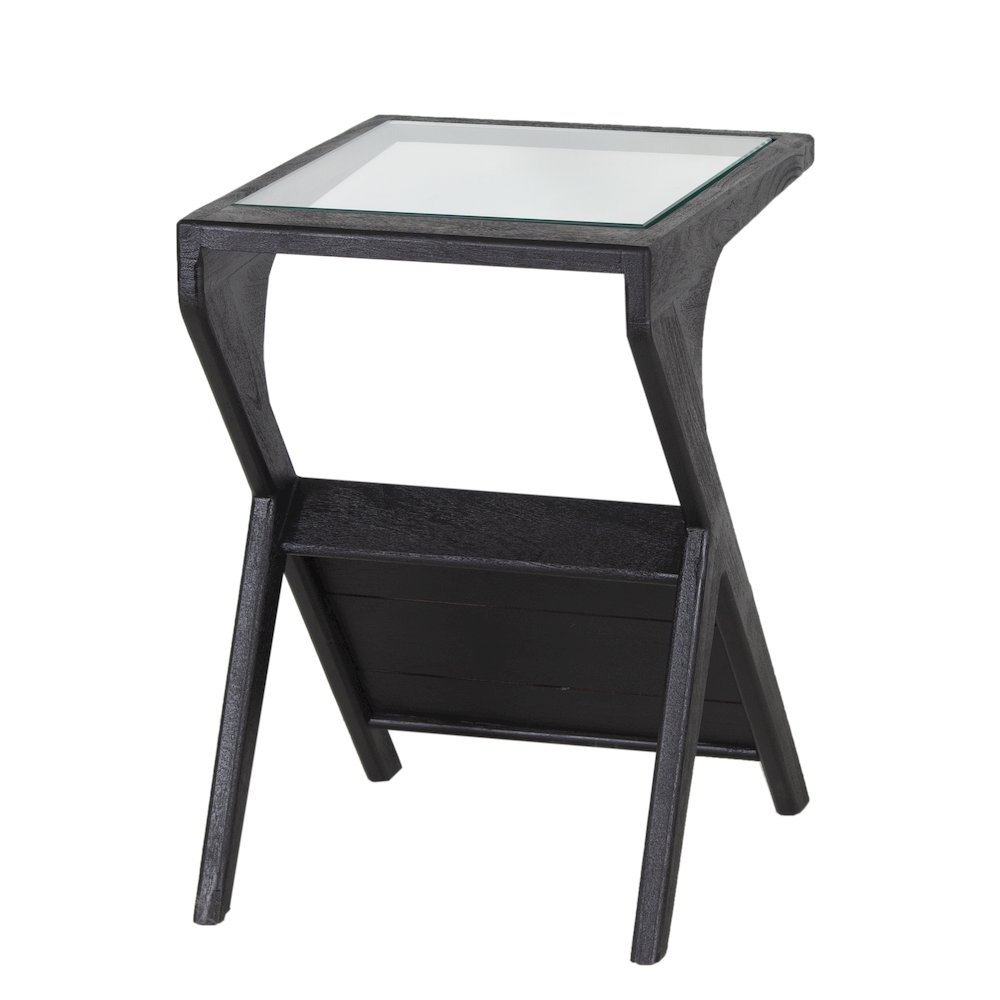 Canberra Solid Mango Wood End Table, Black. Picture 4