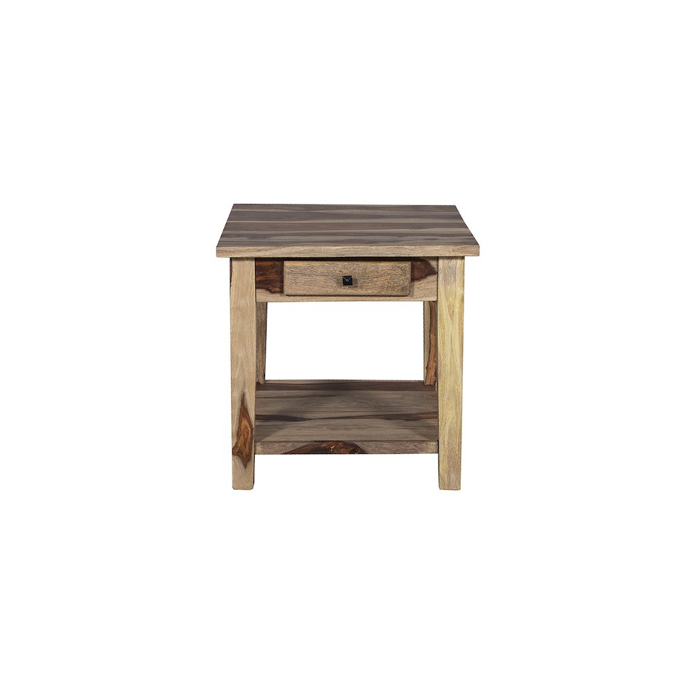 Porter Designs Taos Solid Sheesham Wood End Table, Natural. Picture 3