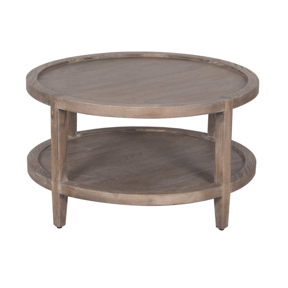 Lowell Solid White Oak Wood Coffee Table, Brown. Picture 1