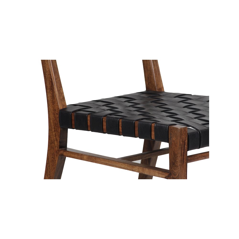Porter Designs Kier Genuine Leather Basket-Woven Dining Chair, Brown (Set of 2). Picture 5
