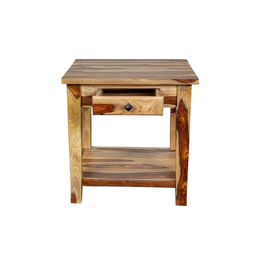 Porter Designs Taos Solid Sheesham Wood End Table, Natural. Picture 6