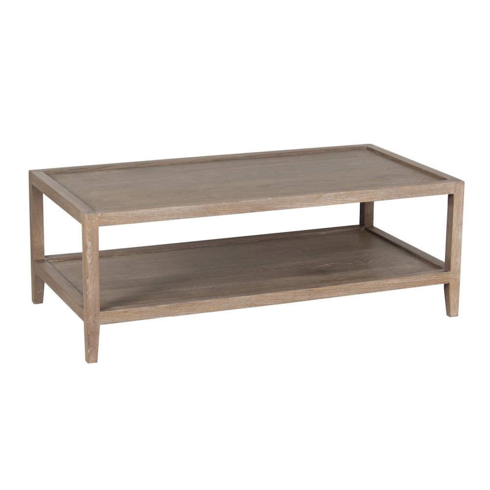 Lowell Solid White Oak Wood Coffee Table, Brown. Picture 1