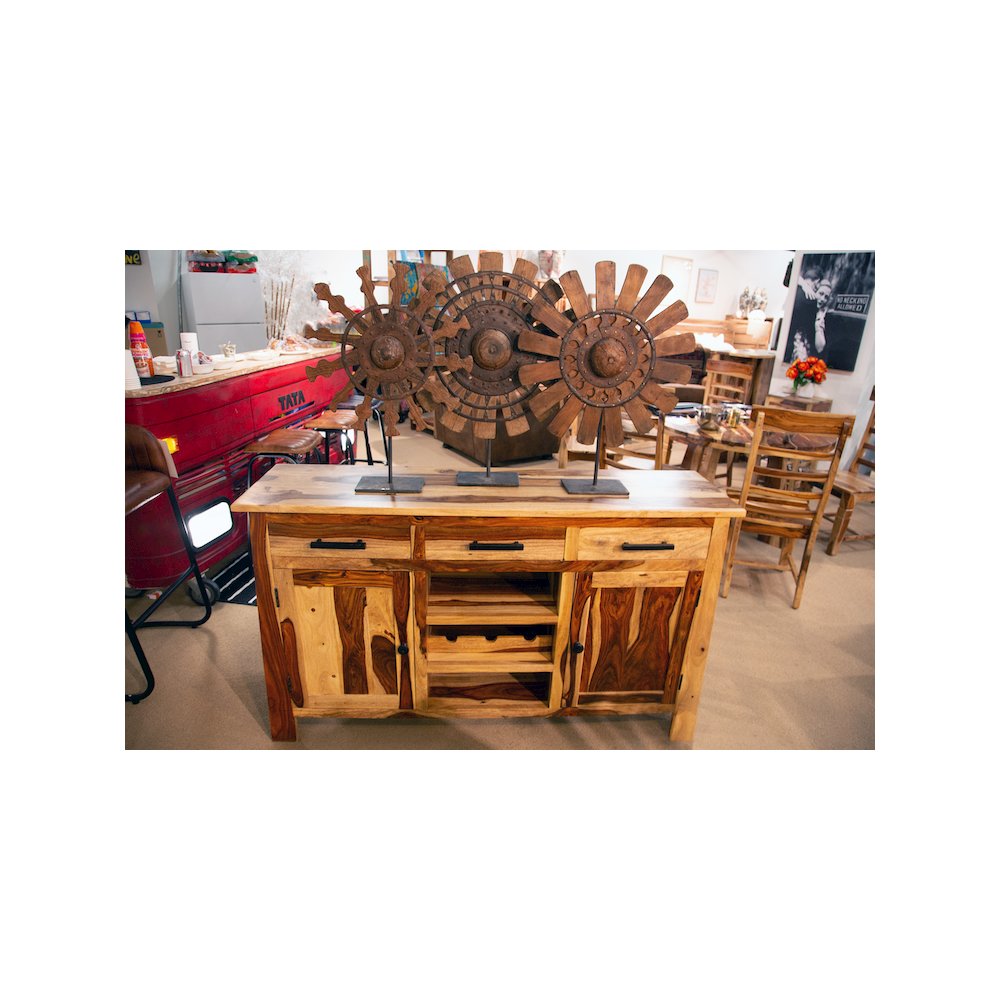 Porter Designs Kalispell Solid Sheesham Wood Bar Sideboard, Natural. Picture 2